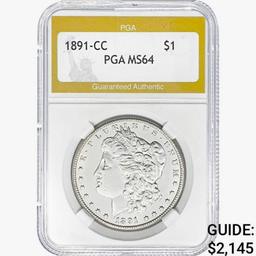 1891-CC Morgan Silver Dollar PGA MS64