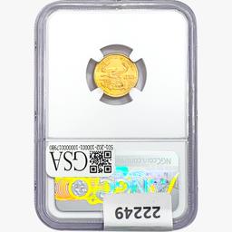 2000 $5 1/10oz. Gold Eagle NGC MS69 Signed Frost