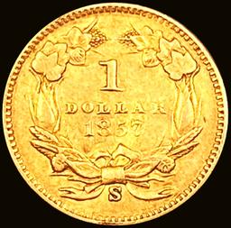 1857-S Rare Gold Dollar CHOICE AU
