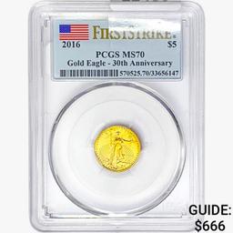2016 $5 1/10oz. Gold Eagle PCGS MS70