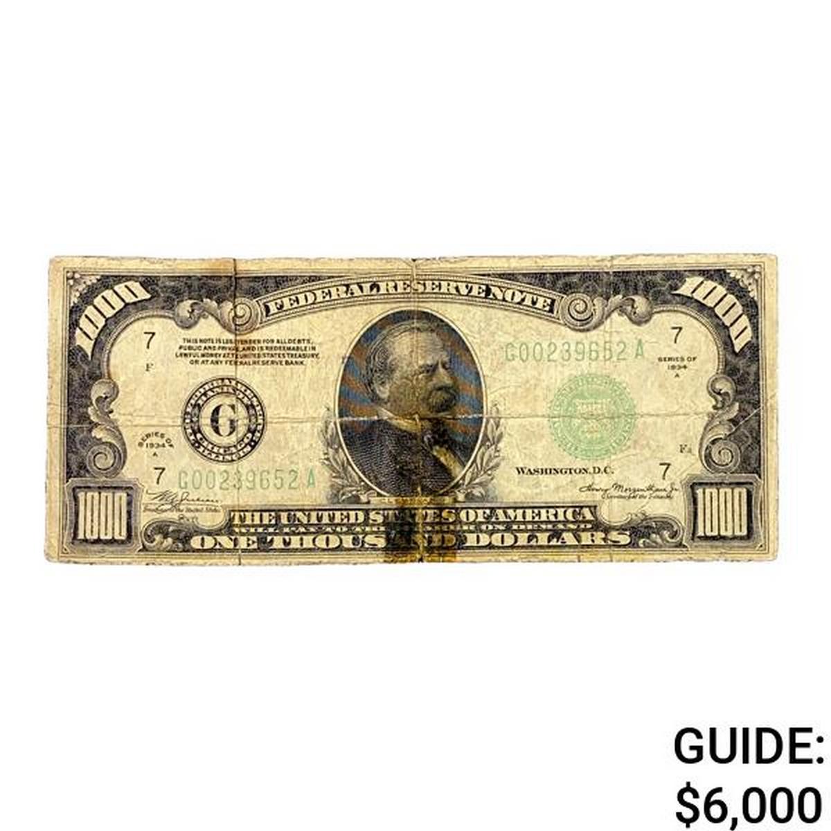 1934 $1000 Federal Reserve Note