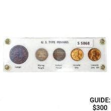 1844-1966 US Type Pennies Set (5 Coins)