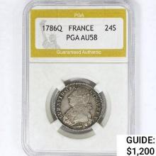 1786Q 24 Sols 5.8g France Silver PGA AU58