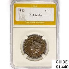 1832 Coronet Head Large Cent PGA MS62
