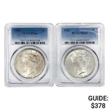 1922 [2] Silver Peace Dollar PCGS MS64