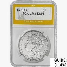 1890-CC Morgan Silver Dollar PGA MS61 DMPL