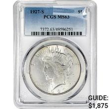 1927-S Silver Peace Dollar PCGS MS63