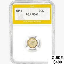 1851 Silver Three Cent PGA MS61