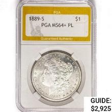 1889-S Morgan Silver Dollar PGA MS64+ PL