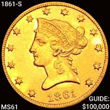 1861-S $10 Gold Eagle UNCIRCULATED