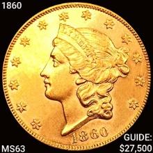 1860 $20 Gold Double Eagle CHOICE BU