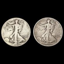 1917-1919 Pair of Walking Lib. Half Dollars [2 Coi