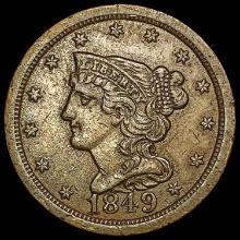 1849 Braided Hair Half Cent CLOSELY UNCIRCULATED