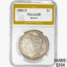 1880-O Morgan Silver Dollar PGA AU58 Micro O