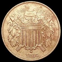1866 Two Cent Piece CHOICE AU