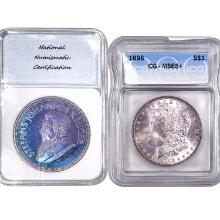 1896&1983 [2] 1 1oz. Silver Kruggerand, 1 $1 NNC/I