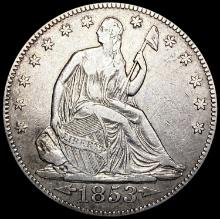 1853 Arws & Rays Seated Liberty Half Dollar CLOSEL