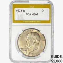 1974-D Eisenhower Silver Dollar PGA MS67