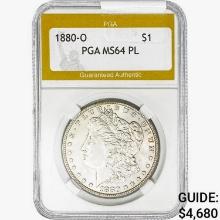 1880-O Morgan Silver Dollar PGA MS64 PL