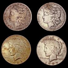1883-S, 1892, 1935, 1934-S (4) Silver Dollars NICE