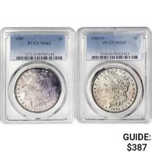 [2] 1884-O&1887 Morgan Silver Dollar PCGS MS63
