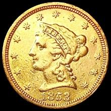 1853 $3 Gold Piece NEARLY UNCIRCULATED