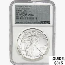 2018-S Silver Eagle NGC PF70 UC, Limited Edition S