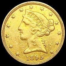 1895 $5 Gold Half Eagle NEARLY UNCIRCULATED