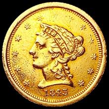 1843-O Sm Date $2.5 Gold Quarter Eagle NEARLY UNCIRCULATED