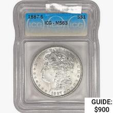 1887-S Morgan Silver Dollar ICG MS63