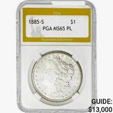1885-S Morgan Silver Dollar PGA MS65 PL
