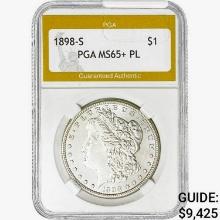 1898-S Morgan Silver Dollar PGA MS65+ PL