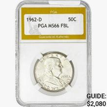 1962-D Franklin Half Dollar PGA MS66 FBL