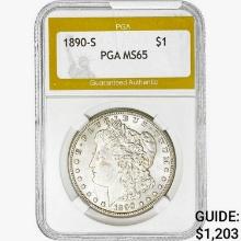 1890-S Morgan Silver Dollar PGA MS65