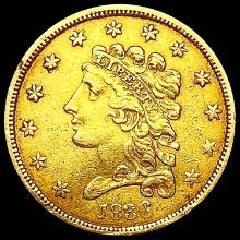 1836 $2.5 Gold Quarter Eagle NEARLY UNCIRCULATED