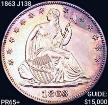1863 J138 Seated Liberty Half Dollar GEM PROOF +