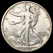 1918-S Walking Liberty Half Dollar NEARLY UNCIRCUL