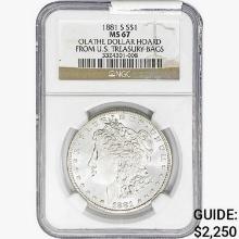 1881-S Morgan Silver Dollar NGC MS67 Olathe $1 Hoa