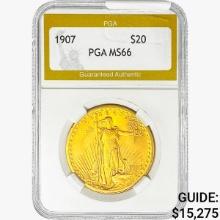 1907 $20 Gold Double Eagle PGA MS66