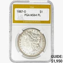 1887-O Morgan Silver Dollar PGA MS64 PL