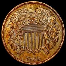 1864 Two Cent Piece CHOICE AU