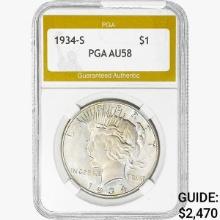 1934-S Silver Peace Dollar PGA AU58