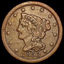 1853 Braided Hair Half Cent LIGHTLY CIRCULATED