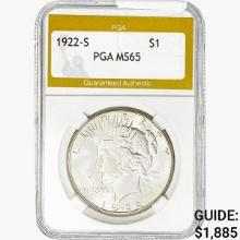 1922-S Silver Peace Dollar PGA MS65