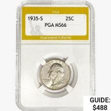 1935-S Washington Silver Quarter PGA MS66