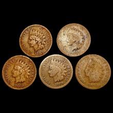 [5] Indian Head Cents [1865, 1866, 1868, 1869, 1870] LIGHTLY CIRCULATED