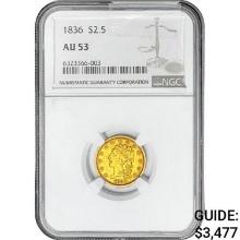 1836 $2.50 Gold Quarter Eagle NGC AU53