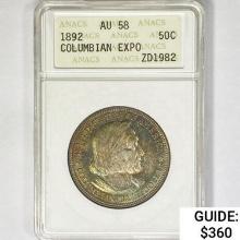 1892 Columbian Expo Half Dollar ANACS AU58