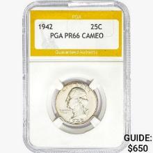 1942 Washington Silver Quarter PGA PR66 Cameo