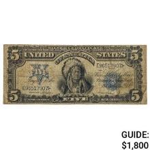 FR. 275 1899 $5 FIVE DOLLARS CHIEF SILVER CERTIFICATE CURRENCY NOTE
